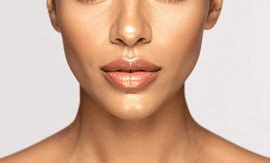 Woman face showing her face features with dermal filler