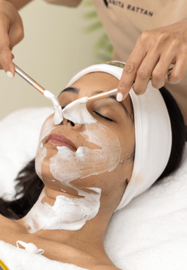 Dr V Micellar Gel Wash being used on the Dr V Glow Facial