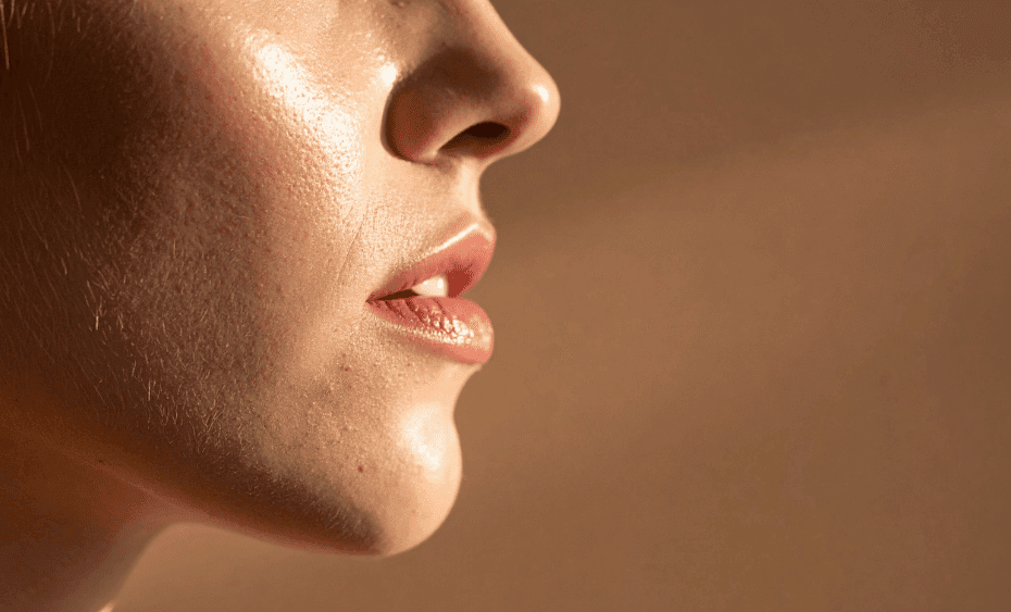 Woman lip profile